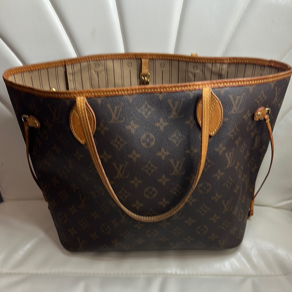 Louis Vuitton Brown and Tan Neverfull Tote MM Authentic